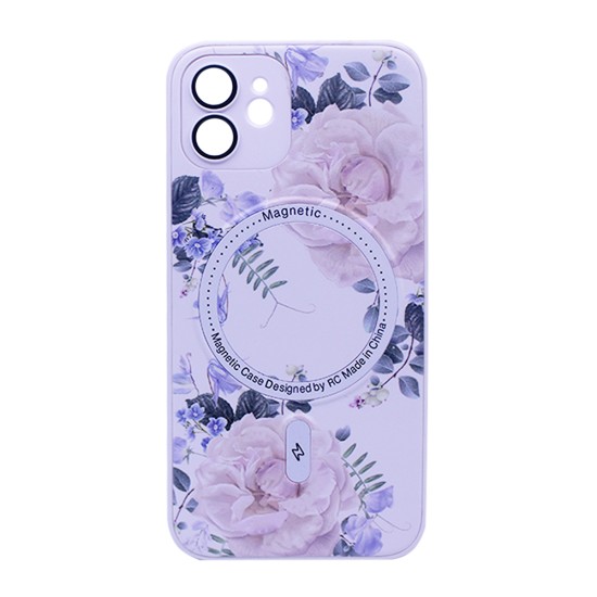Flower Design Magnetic Case for Apple iPhone 12 White Flower Design Magnetic Case for Apple iPhone 12 White